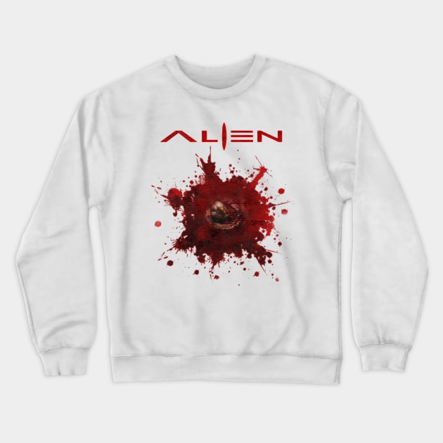 Red Alien Xenomorph Crewneck Sweatshirt by lindyss